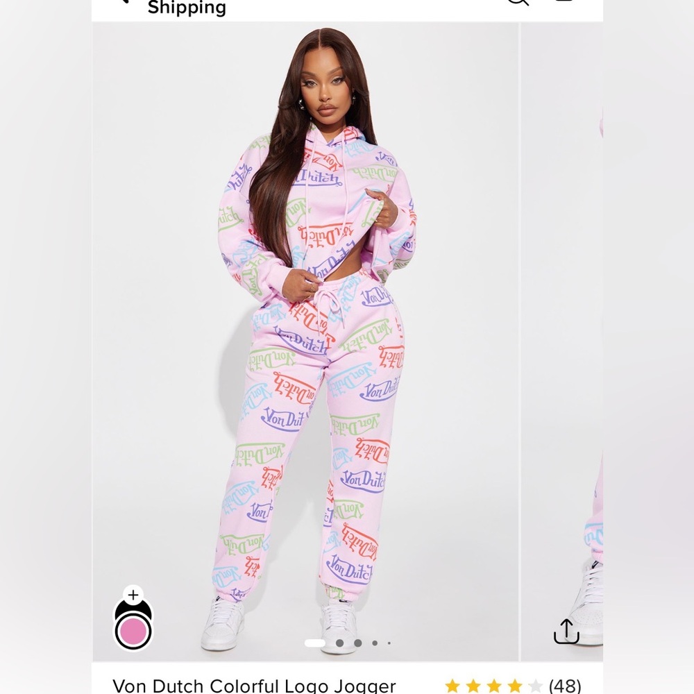 Von Dutch Women's Pink Multicolor Logo Jogger Set